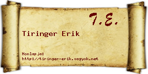 Tiringer Erik névjegykártya